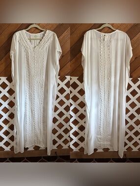 Z&L Europe White eyelet lace swim cover up dress